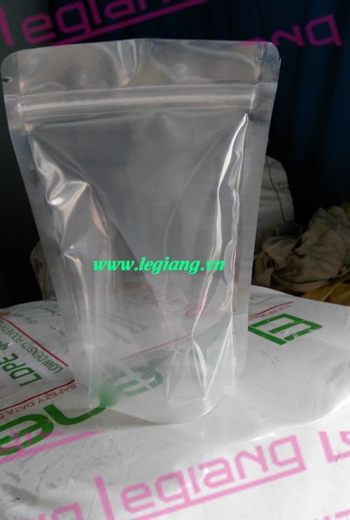 túi zipper đáy đứng 2 mặt trong